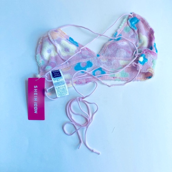 Super Cute Fuzzy Floral Halter Top SMALL - Picture 2 of 4